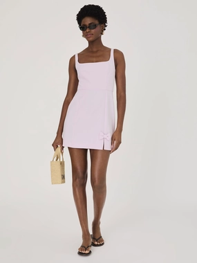 Shape Retention Whisper Bow Slit Strappy Mini Dress