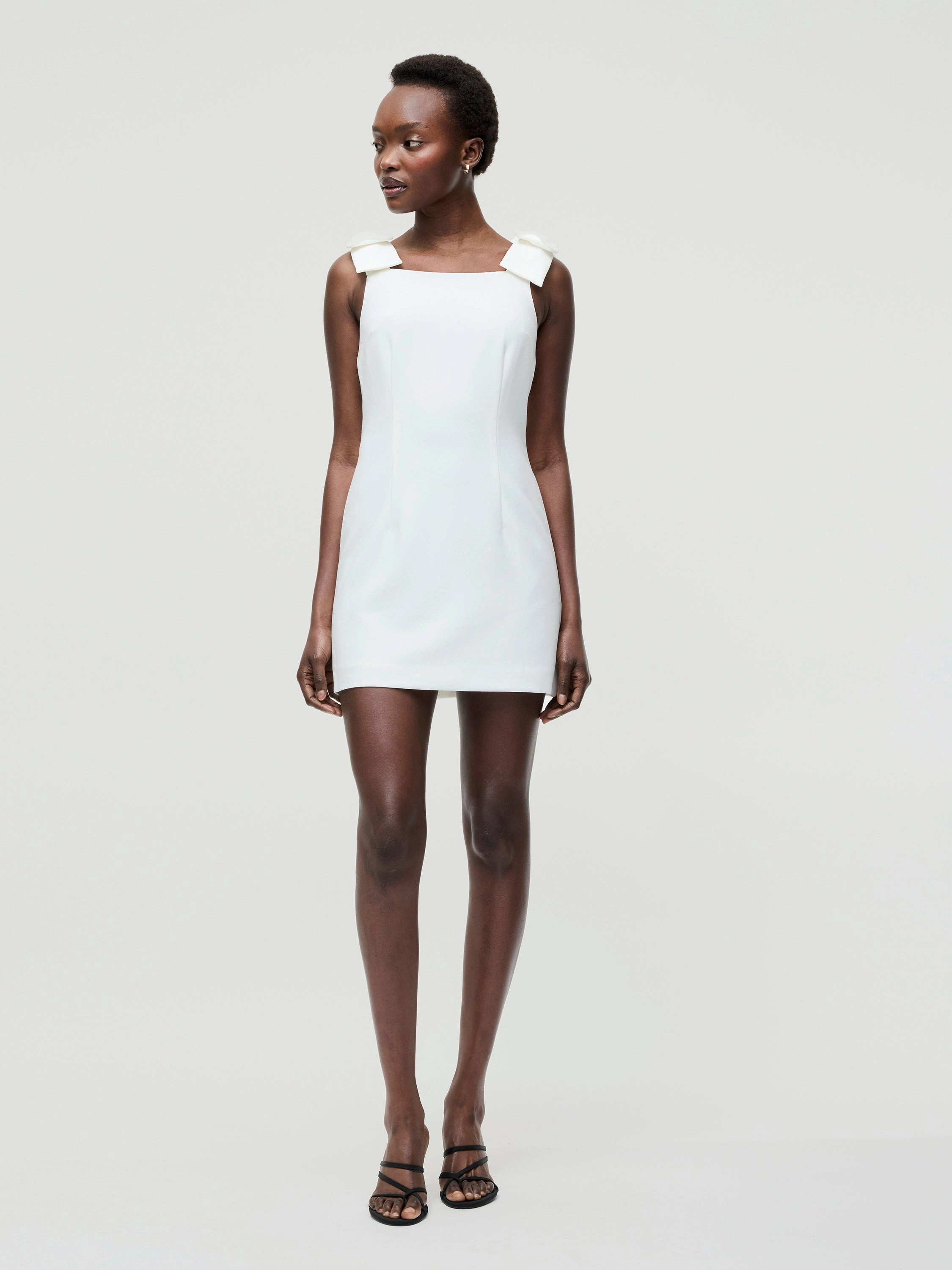 Whisper Bow Strap Mini Dress City-Style High low hem