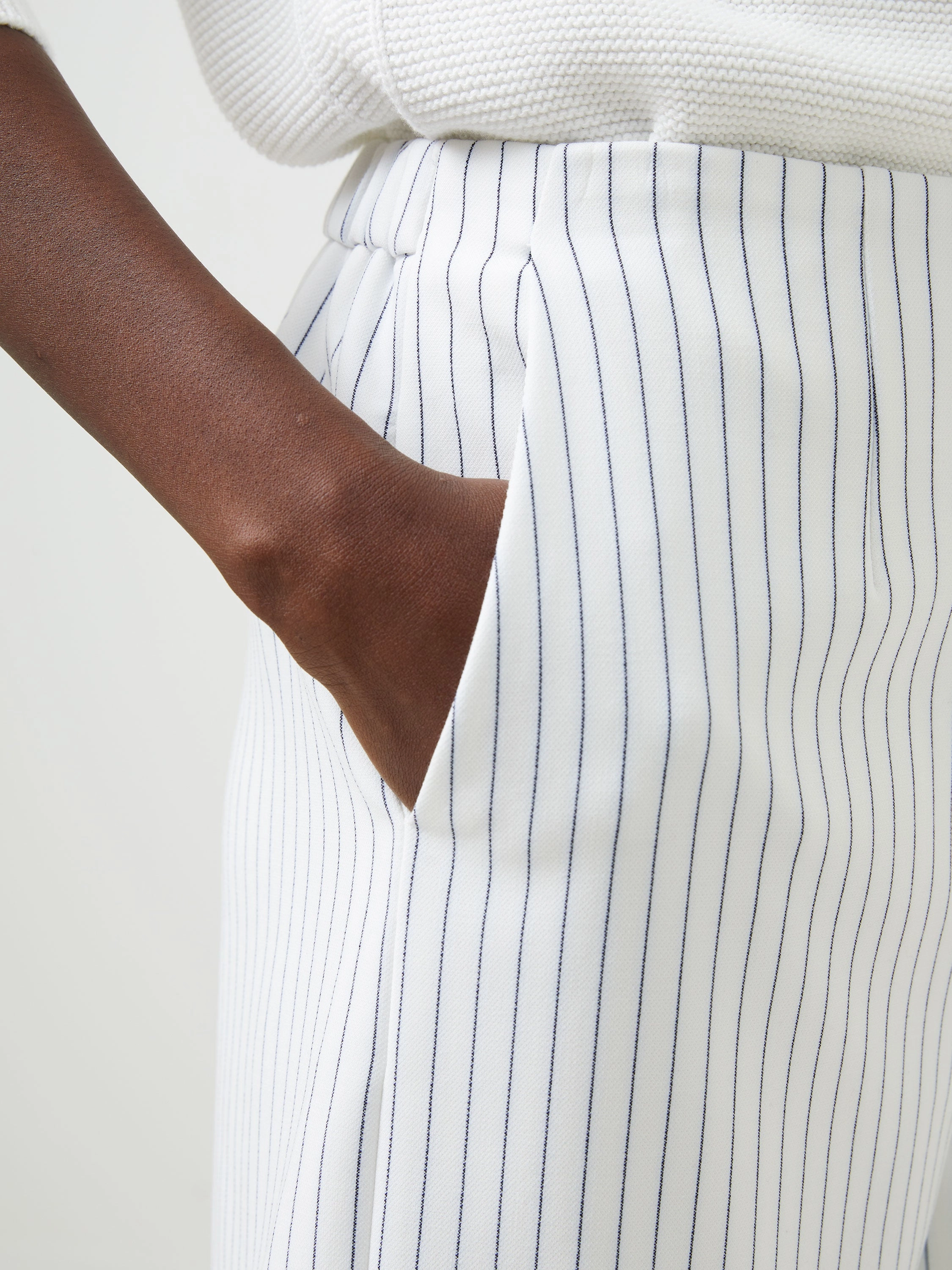 Whisper Pinstripe Shorts Layered Panel Design