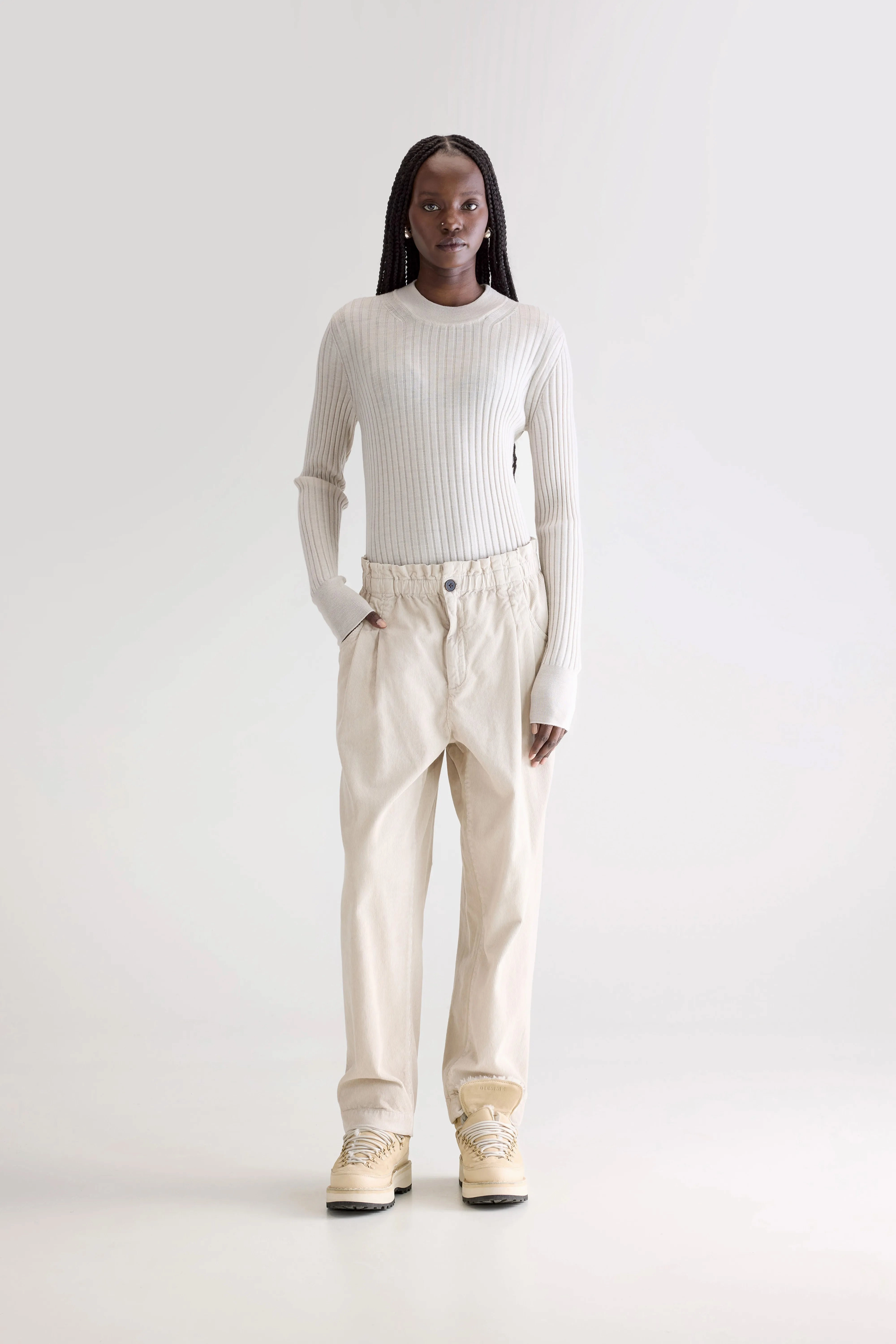 Smooth Fit Lining Ventilated Mesh Lining Winona paperbag trousers (252 / W / STONE)