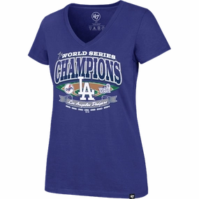 Women's Dodgers Playoff Ultra Rival V-Neck Tee Light and Cozy