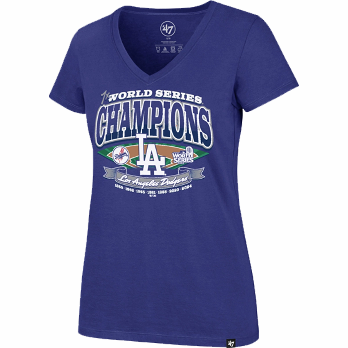 Women's Dodgers Playoff Ultra Rival V-Neck Tee Comfy Stretch Wear
