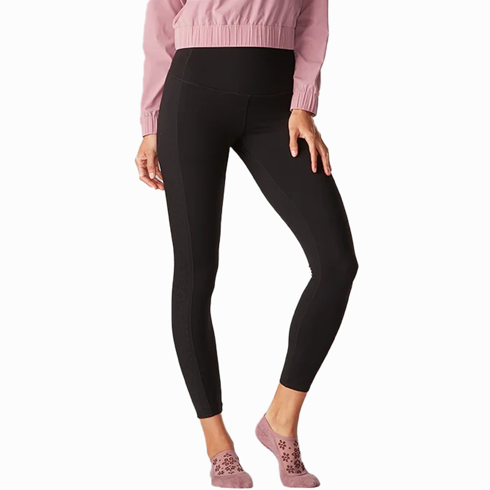 Women's High Waisted Eyelet 7/8 Leggings Clean Fit Postpartum Fit Summer Wear