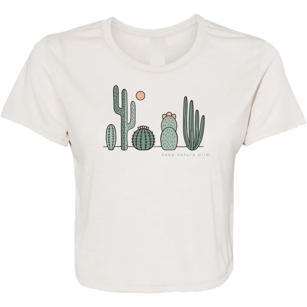 Women's Cactus Friends Cropped Tee Curved Hemline