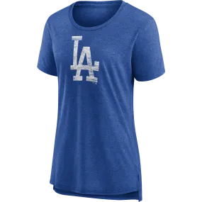 Collared Women's Dodgers Triblend Logo Short Sleeve