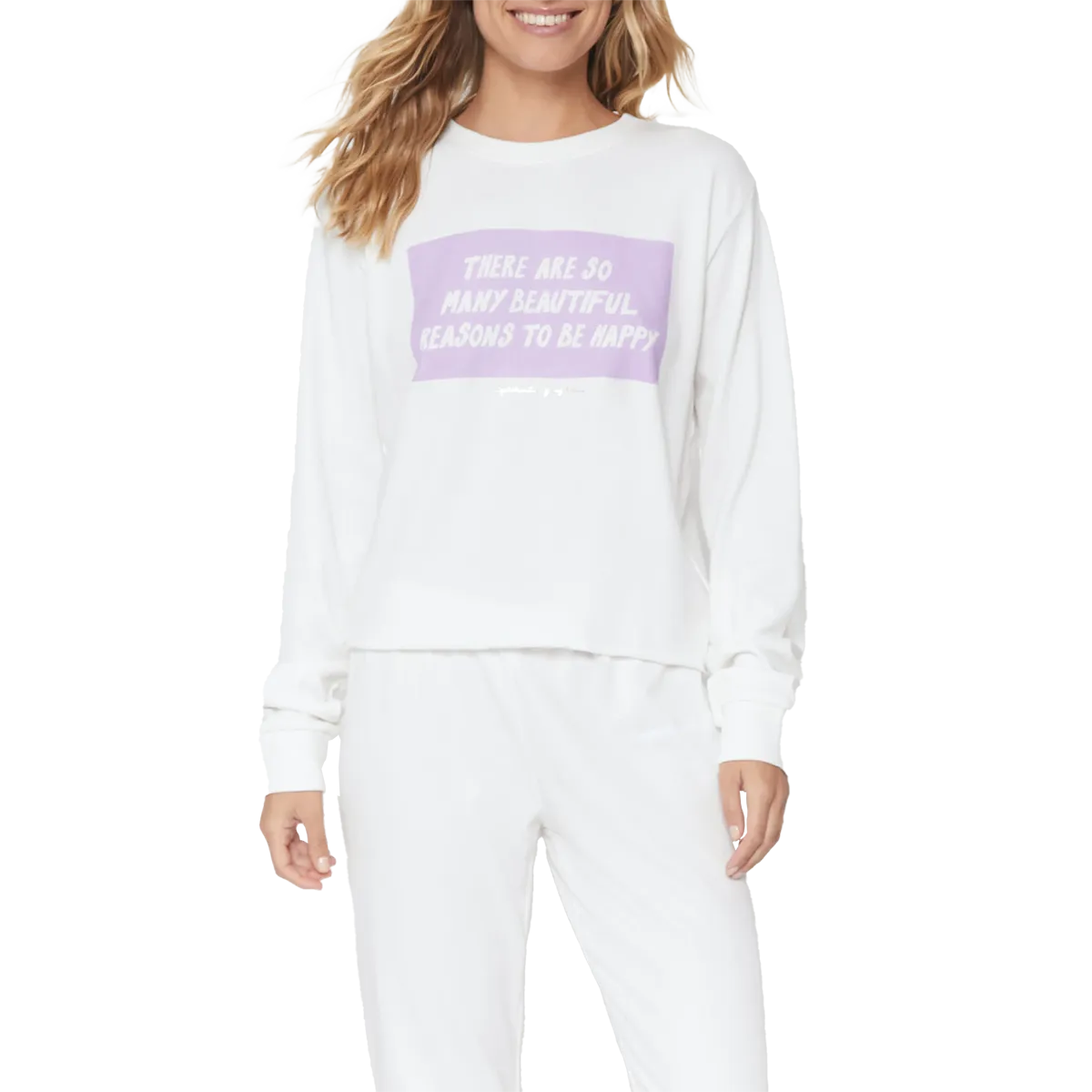 Women's Happy Crop Sweatshirt comfortable for sitting Casual Basics