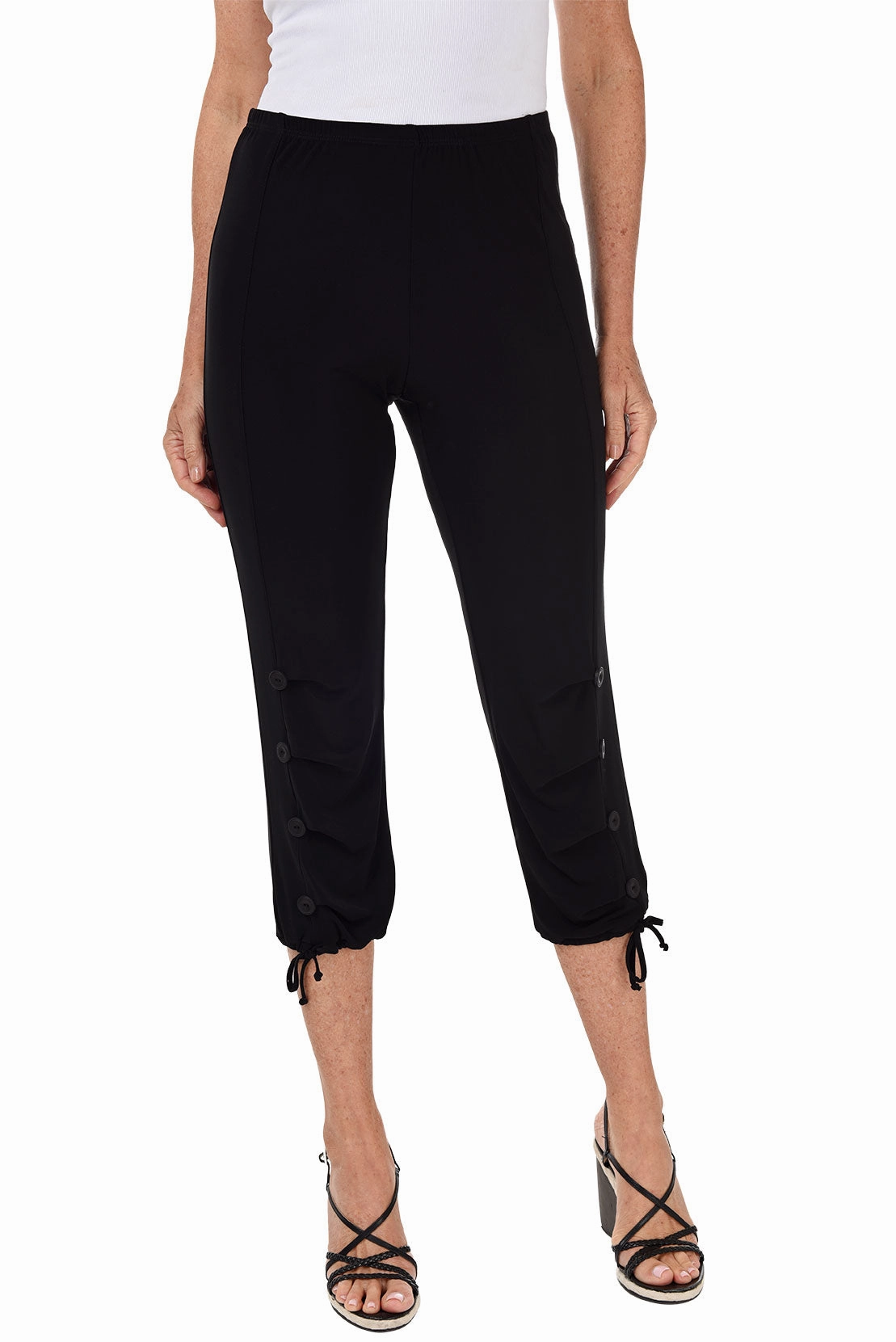 Sweat Wicking Lining Pull-On Button Leg Ankle Pant