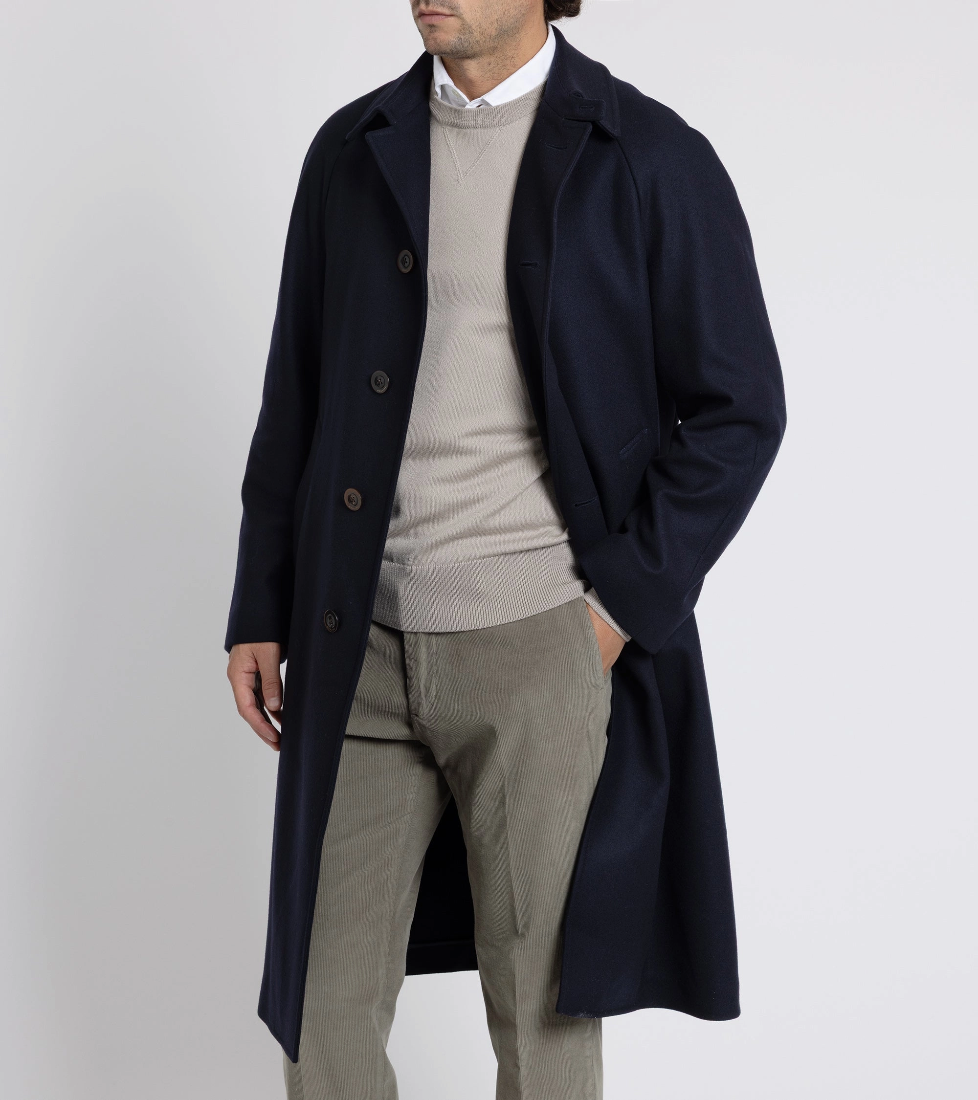 Boglioli Wool Tiroler Overcoat: Navy Casual City Rainy Day Option