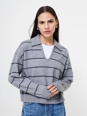 Sloane Knit Striped Pullover Layered Cuff