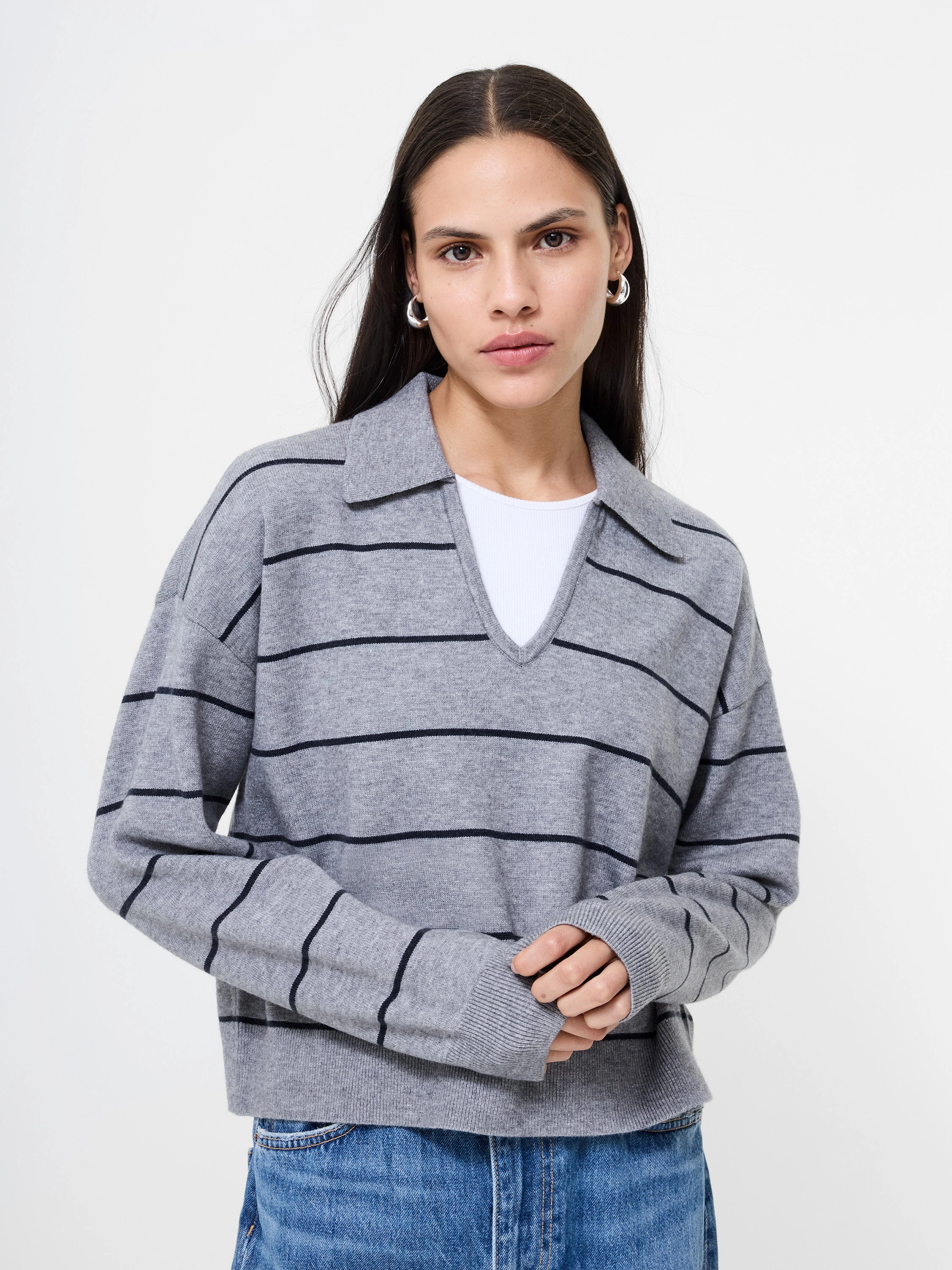 Sloane Knit Striped Pullover Layered Cuff